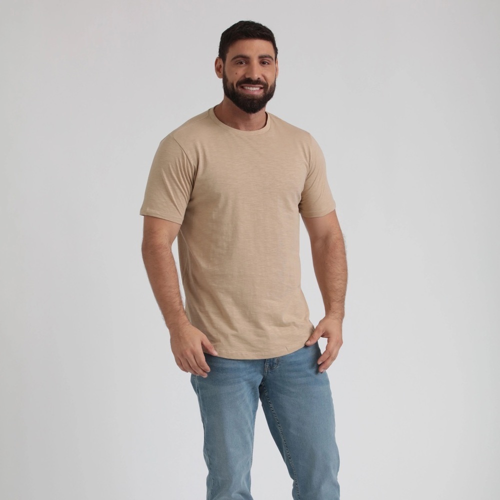 Free Planet Tan Crew Neck Short Sleeve Tee